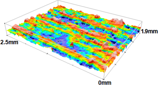 Топография поверхности резины с углеродными нанотрубками после испытаний на износ